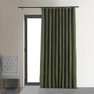 hpd half price drapes signature blackout velvet curtains 96 inches long extra wide heat & full light blocking blackout curtain for bedroom and living room (1 panel), 100w x 96l, hunter green