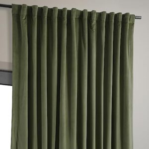 HPD Half Price Drapes Signature Blackout Velvet Curtains 96 Inches Long Extra Wide Heat & Full Light Blocking Blackout Curtain for Bedroom and Living Room (1 Panel), 100W x 96L, Hunter Green