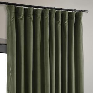 HPD Half Price Drapes Signature Blackout Velvet Curtains 96 Inches Long Extra Wide Heat & Full Light Blocking Blackout Curtain for Bedroom and Living Room (1 Panel), 100W x 96L, Hunter Green