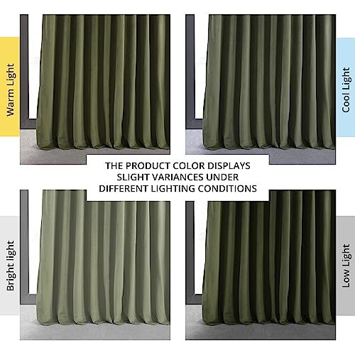 HPD Half Price Drapes Signature Blackout Velvet Curtains 96 Inches Long Extra Wide Heat & Full Light Blocking Blackout Curtain for Bedroom and Living Room (1 Panel), 100W x 96L, Hunter Green