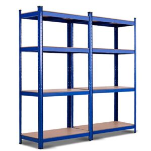 ergomaster storage shelves metal garage shelving unit 4-shelf adjustable heavy duty boltless organizer rack for home warehouse pantry office 64" w x 16" d x 63" h（blue,2pack）
