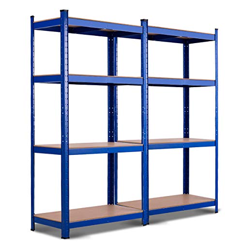 ERGOMASTER Storage Shelves Metal Garage Shelving Unit 4-Shelf Adjustable Heavy Duty Boltless Organizer Rack for Home Warehouse Pantry Office 64" W x 16" D x 63" H（Blue,2Pack）