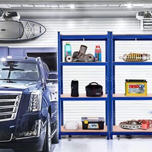 ERGOMASTER Storage Shelves Metal Garage Shelving Unit 4-Shelf Adjustable Heavy Duty Boltless Organizer Rack for Home Warehouse Pantry Office 64" W x 16" D x 63" H（Blue,2Pack）