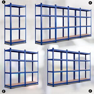 ERGOMASTER Storage Shelves Metal Garage Shelving Unit 4-Shelf Adjustable Heavy Duty Boltless Organizer Rack for Home Warehouse Pantry Office 64" W x 16" D x 63" H（Blue,2Pack）