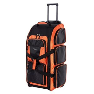 Travelers Club Xpedition 30 Inch Multi-Pocket Upright Rolling Duffel Bag, Bright Orange, 30" Suitcase