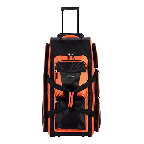 Travelers Club Xpedition 30 Inch Multi-Pocket Upright Rolling Duffel Bag, Bright Orange, 30" Suitcase