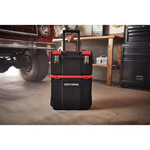 CRAFTSMAN 19-in. 3-in-1 Rolling Tool Box with Wheels, Red, Plastic, Lockable (CMST18614)