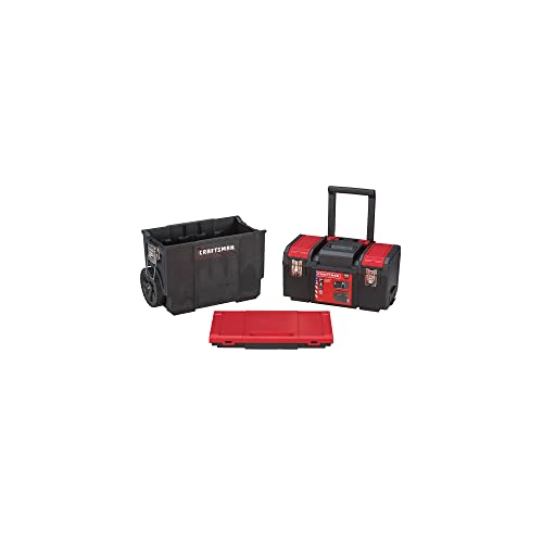 CRAFTSMAN 19-in. 3-in-1 Rolling Tool Box with Wheels, Red, Plastic, Lockable (CMST18614)