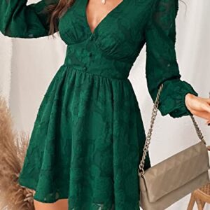 CUPSHE Women's Lace Mini Dress Long Sleeve Floral Print A Line Dress for Party Bodycon Dress