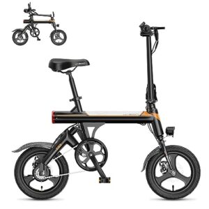 jasion eb3 electric bike for adults 21mph folding adults electric bicycles, 350w brushless motor, 36v 7.5ah battery, center suspension, 3 levels assist, 14" foldable ebike for adults and teens