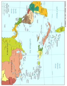 palmetto posters 24x31 laminated poster: large scale political map of central america with major cities and capitals