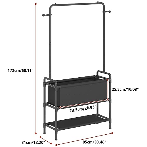 Calmootey Clothing Rack with Storage Bag,Non-woven Shelves for Shoes,Multi-Functional Garment Rack for Bedroom,Hallway,Black