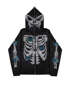 yahuiul skeleton hoodie y2k hoodie hoodies y2k sp5der hoodie y2k jacket chrome hearts hoodie skeleton jacket rhinestone hoodie full zip hoodie y2k jackets y2k zip up hoodie skeleton rhinestone jacket