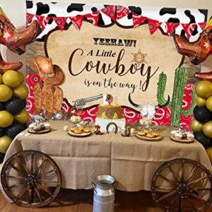 Avezano Little Cowboy Baby Shower Backdrop for Boy Yee Haw Western Cowboy Baby Shower Background Wild West Baby Shower Party Banner Decorations(7x5ft)