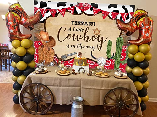 Avezano Little Cowboy Baby Shower Backdrop for Boy Yee Haw Western Cowboy Baby Shower Background Wild West Baby Shower Party Banner Decorations(7x5ft)