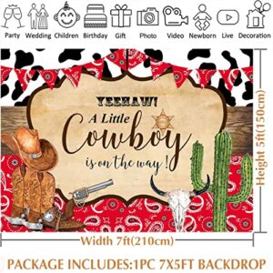Avezano Little Cowboy Baby Shower Backdrop for Boy Yee Haw Western Cowboy Baby Shower Background Wild West Baby Shower Party Banner Decorations(7x5ft)