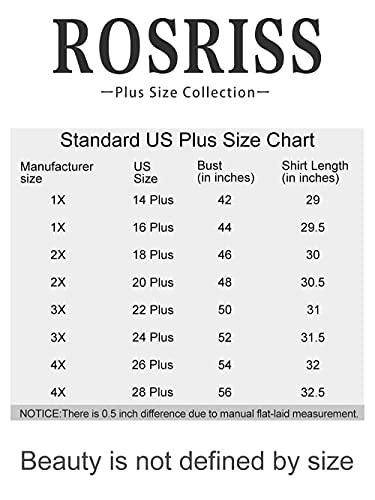 ROSRISS Plus-Size Tops for Women 4XL Long Sleeve Crewneck Shirts Trendy Sweatshirts 26W C-black