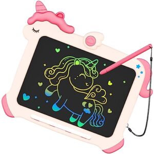 kokodi lcd writing tablet, unicorn toys for girls 3 4 5 6 7 8 years old, colorful toddler doodle board drawing tablet, educational and learning toys, christmas birthday gift for girls boys, pink