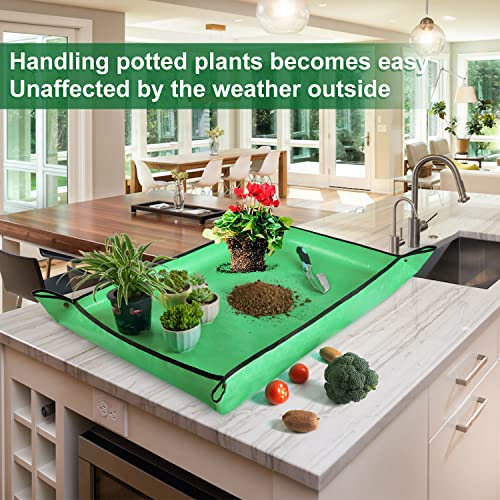 HNXTYAOB Large Repotting Mat for Plant Transplanting and Mess Control 39.5"x 31.5" Thickened Waterproof Potting Tray Foldable Succulent Potting Mat Portable Gardening Mat Plant Gifts for Women Men