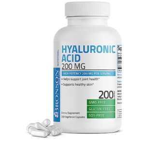 bronson hyaluronic acid 200 mg high potency joint health & healthy skin support, non-gmo, 200 vegetarian capsules