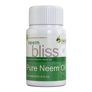 Neem Bliss - Pure Neem Oil for Plants - Organic Neem Oil Spray for Plants, 100% Cold Pressed Neem Oil - OMRI Listed Pure Neem Oil - All-Natural Neem Oil Concentrate Leaf Polish for Plants (8 Fl Oz)