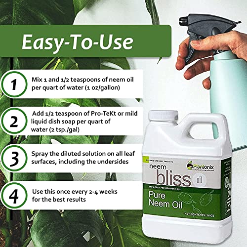 Neem Bliss - Pure Neem Oil for Plants - Organic Neem Oil Spray for Plants, 100% Cold Pressed Neem Oil - OMRI Listed Pure Neem Oil - All-Natural Neem Oil Concentrate Leaf Polish for Plants (8 Fl Oz)