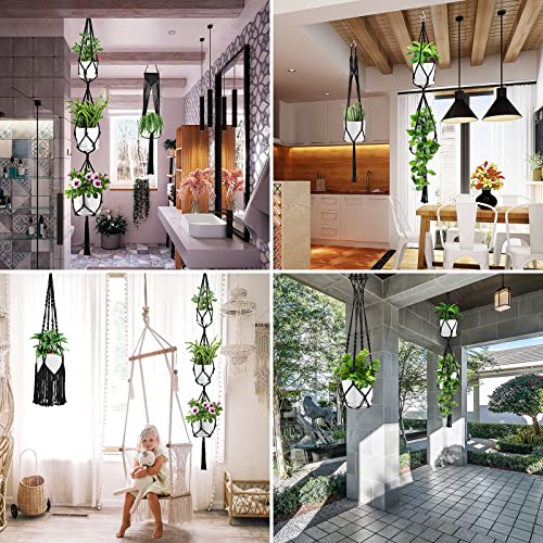 SFENNGPET Macrame Plant Hangers, 6Pack Hanging Planters for Indoor Plants w/ 6 Set Hangers Kit Handmade Macromay Plant Hangers Indoor Flower Pots Holder Stand for Boho Home Décor