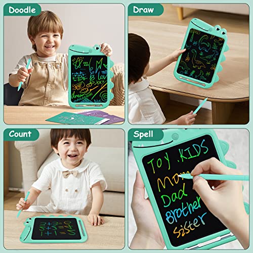 Fullware LCD Writing Tablet for Kids, 10 Inch Colorful Drawing Board, Learning Educational Toddler Toys Gifts for Kids, Drawing Tablet Gift for Boys Girls 3 4 5 6 7 8 Years Old (Green-Dinosaur)