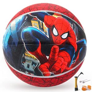 declir kids basketball size 5 youth basketball 27.5" for indoor outdoor play games,training basketball for beginner(spiderman)