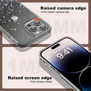 ULAK Designed for iPhone 14 Pro Case Clear Glitter, Bling Sparkly Soft TPU Bumper Hard Cover for Women Girls Transparent Protective Phone Case Compatible with iPhone 14 Pro 6.1'' 2022, Silver Star