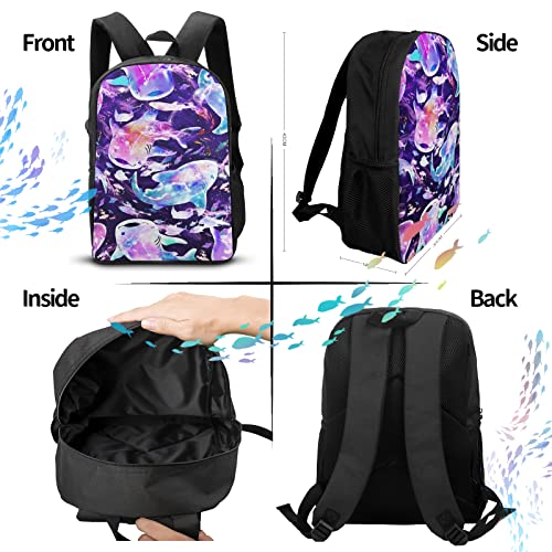 MEDTOGS Shark Backpacks for School 17 inch School Bag Large Book Bags for Middle School High School College Travel