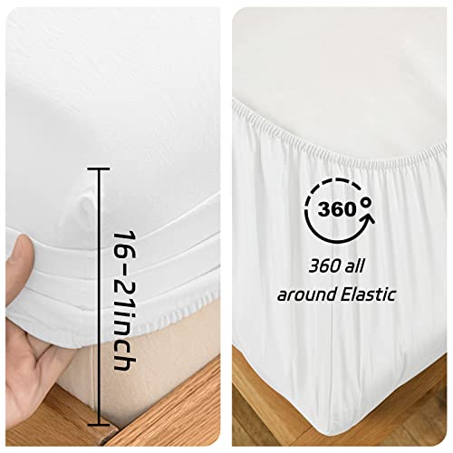 White Cal King Size Bed Sheet Set - 1800 Thread Count Deep Pocket to 21 inches Mattress 4 Piece - Premium Bedding Sheets & Pillowcases Collection - Extra Soft