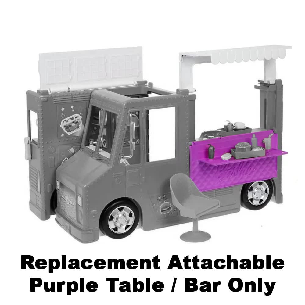 Barbie Replacement Parts Doll Fresh 'n Fun Foodtruck Playset - GMW07 ~ Replacement Attachable Purple Table / Bar