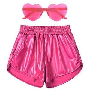 metallic shorts for big girls red light dance shorts shiny hot pants 12 13 with sunglasses