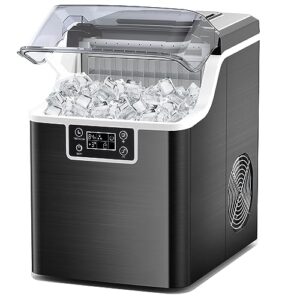 kndko ice maker 45lbs,2-way add water,self cleaning ice makers countertop,home ice machine,ice size control,24h timer,party countertop ice maker for home bar rv,stainless steel ice maker machine
