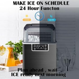 Kndko Ice Maker 45Lbs,2-Way Add Water,Self Cleaning Ice Makers Countertop,Home Ice Machine,Ice Size Control,24H Timer,Party Countertop Ice Maker for Home Bar RV,Stainless Steel Ice Maker Machine