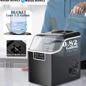Kndko Ice Maker 45Lbs,2-Way Add Water,Self Cleaning Ice Makers Countertop,Home Ice Machine,Ice Size Control,24H Timer,Party Countertop Ice Maker for Home Bar RV,Stainless Steel Ice Maker Machine
