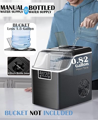 Kndko Ice Maker 45Lbs,2-Way Add Water,Self Cleaning Ice Makers Countertop,Home Ice Machine,Ice Size Control,24H Timer,Party Countertop Ice Maker for Home Bar RV,Stainless Steel Ice Maker Machine