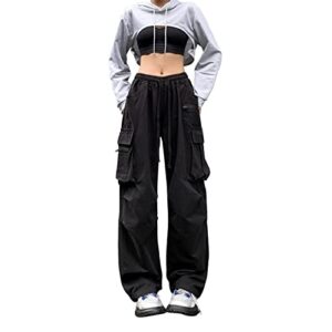linsennia parachute pants for womens wide leg cargo pants y2k with pockets baggy casual harajuku streetwear goth