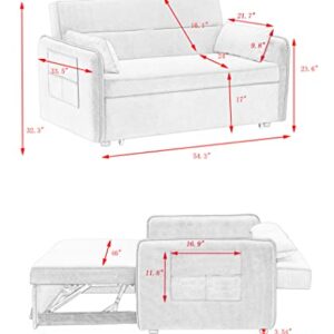 HABITRIO Modern 54" Pull Out Sleep Sofa Bed 2 Seater Loveseats Sofa Couch with Adjsutable Backrest,Side Pockets and 2 Lumbar Pillows for Apartment Office Living Room