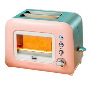 toaster ovens toaster, transparent window, breakfast machine home small multi-function automatic toaster toaster, double-sided baking (color : pink, size : 272mm*186mm*185mm)