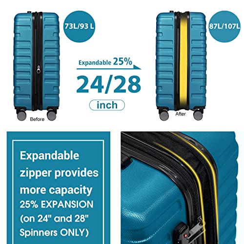 LARVENDER Luggage 5 Piece Sets, Expandable Luggage Sets Clearance, Suitcases with Spinner Wheels, Hard Shell Luggage Carry on Suitcase Set with TSA Lock Aqua Blue