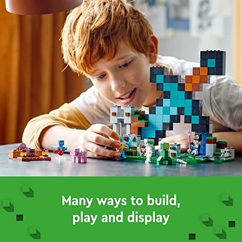 LEGO Minecraft The Sword Outpost 21244 Building Toys - Featuring Creeper, Warrior, Pig, and Skeleton Figures, Game Inspired Toy for Fun Adventures and Play, Gift for Kids, Boys, and Girls Ages 8+