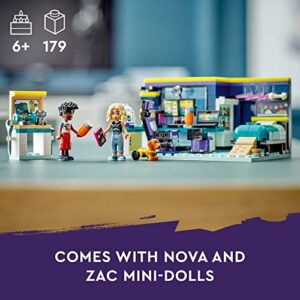 LEGO Friends Nova's Room Gaming Themed Bedroom Playset 41755, Collectible Toy with Zac Mini-Doll and Pickle The Dog, Small Gift Idea for Kids 6 and Up