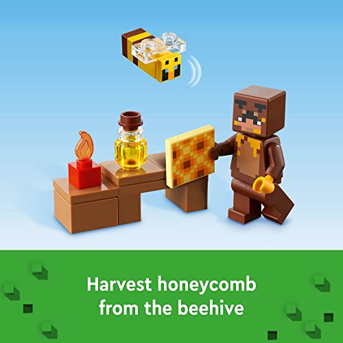 LEGO Minecraft The Bee Cottage 21241 Building Set - Construction Toy with Buildable House, Farm, Baby Zombie, and Animal Figures, Game Inspired Birthday Gift Idea for Boys and Girls Ages 8+