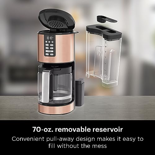 Ninja DCM201CP Programmable XL 14-Cup Coffee Maker PRO with Permanent Filter, 2 Brew Styles Classic & Rich, Delay Brew, Freshness Timer & Keep Warm, Dishwasher Safe, Copper