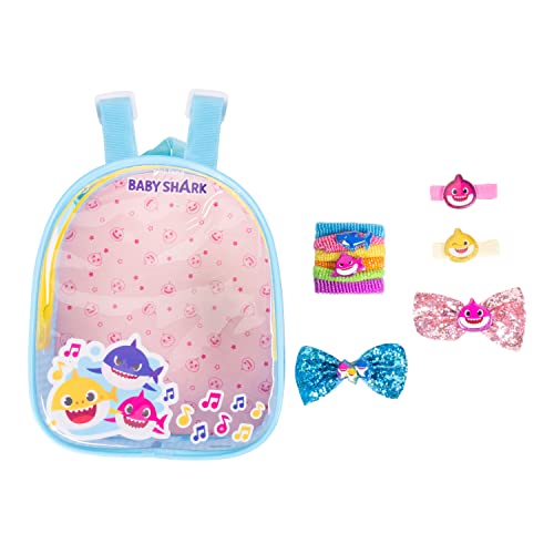 Luv Her Kid's pinkfong Baby Shark Fashioninsta's Backpack -Baby Shark Accessories Set for Girls -Baby Shark Sets - Bow's with Alligator Clips, Hair Ties, Backpack Ages 3+