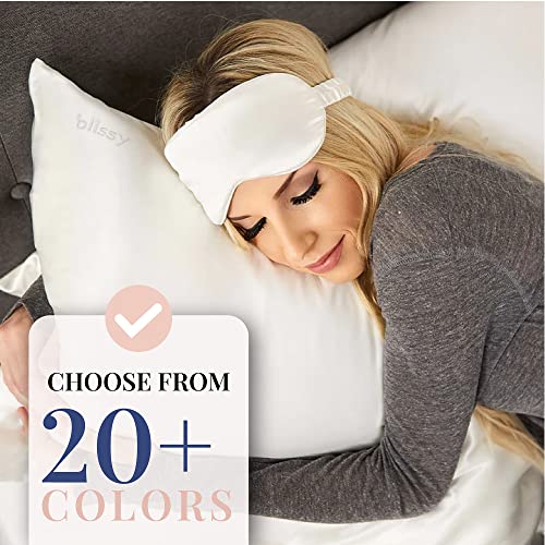 Blissy Silk Pillowcase - 100% Pure Mulberry Silk - 22 Momme 6A High-Grade Fibers - Satin Pillow Cover for Hair & Skin - Regular, Queen & King with Hidden Zipper