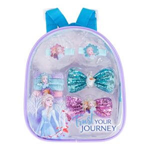 LUV HER Kid's Frozen Fashioninsta's Backpack -Elsa & Anna Accessories Set for Girls -Princess Elsa Sets - Bow's with Alligator Clips, Hair Ties, Backpack Ages 3+