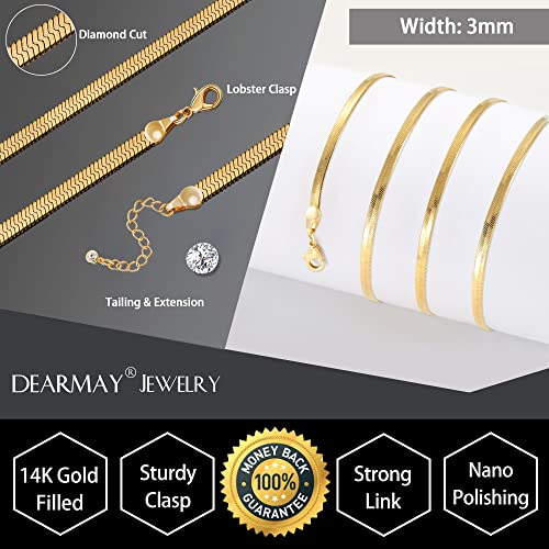 DEARMAY Gold Herringbone Necklace for Women Dainty Gold Necklace for Women Simple Gold Chain Choker Necklace for Women Minimalist Thin Snake Chain Necklaces for Teen Girl Gifts